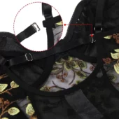Body bustier noir grande taille à fleurs jaunes Gabriella (3)