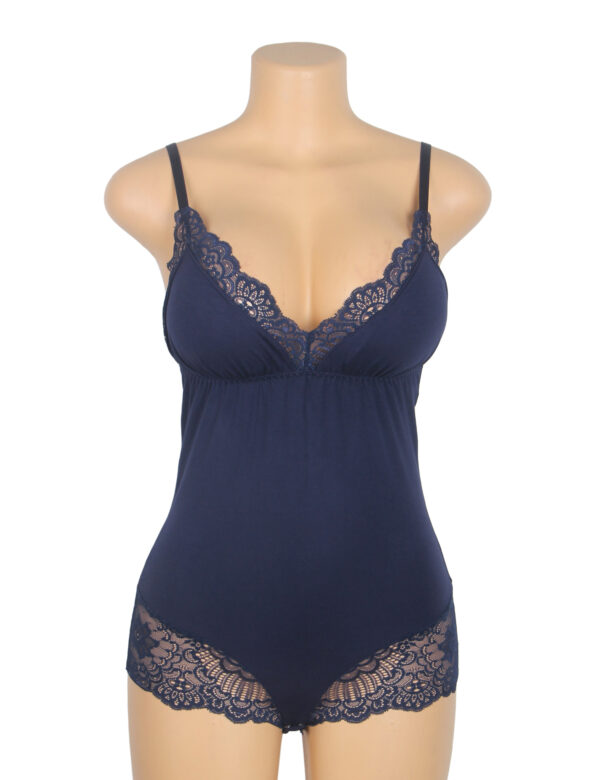 Body dentelle col V taille empire bleu (5) Body dentelle col V taille empire