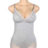 Body dentelle col V taille empire gris (4) Body dentelle col V taille empire