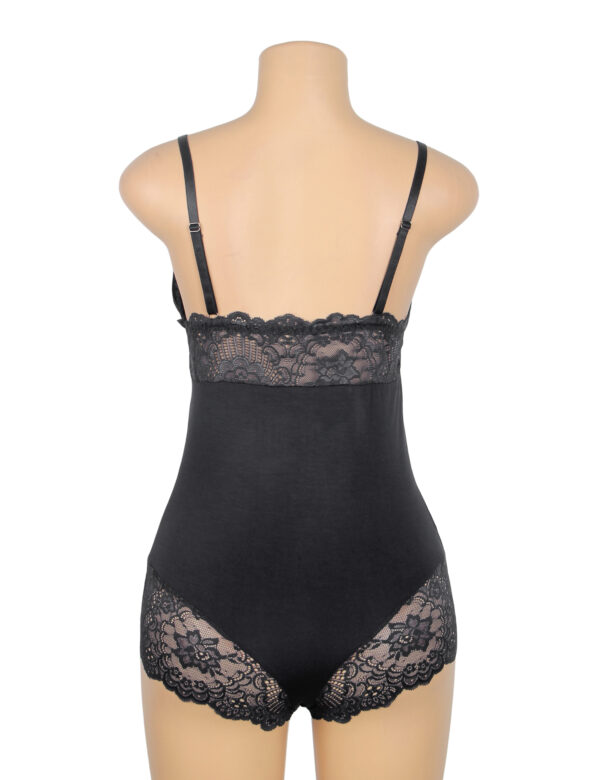 Body dentelle col V taille empire noir (2) Body dentelle col V taille empire