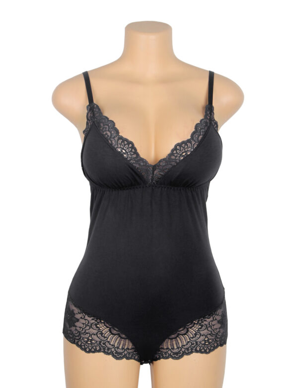 Body dentelle col V taille empire noir (3) Body dentelle col V taille empire