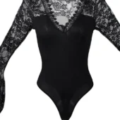 Body noir grande taille à manches longues Miko (2)