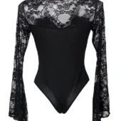 Body noir grande taille à manches longues Miko (3)