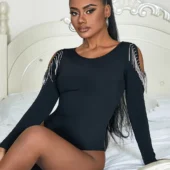 Body noir manches longues fendues Body noir manches longues fendues