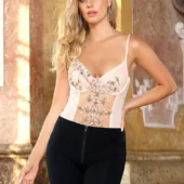 Body rose à fleurs Juliet (3) Body grande taille rose à fleurs Juliet