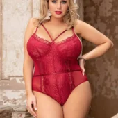 Body rouge en dentelle grande taille Thalia