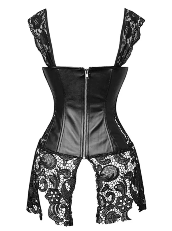 Bustier Cuir et Dentelle Noir