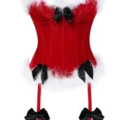Bustier Rouge à jarretelles Velours de Noël
