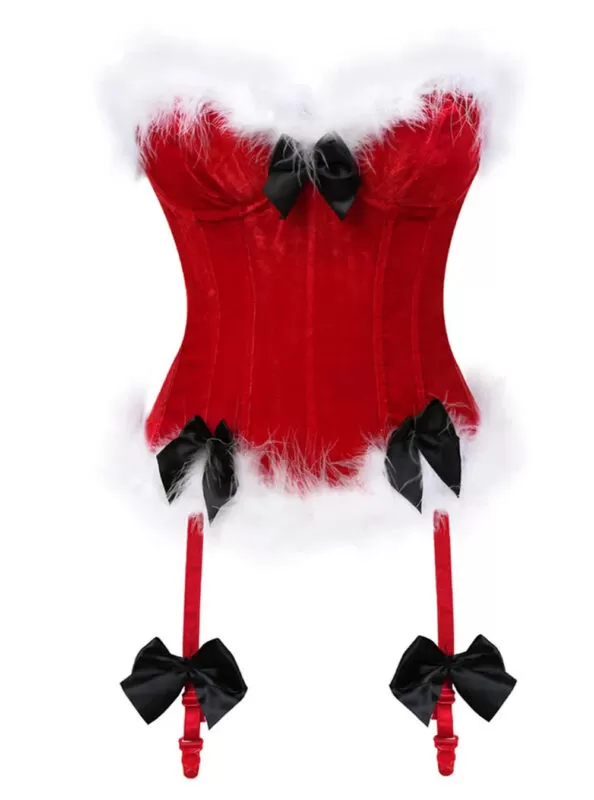 Bustier Rouge à jarretelles Velours de Noël