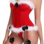 Bustier Rouge à jarretelles Velours de Noël