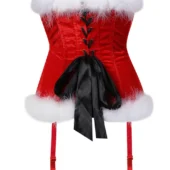 Bustier Rouge à jarretelles Velours de Noël (vue arrière)