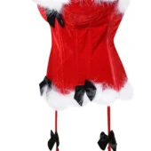 Bustier Rouge à jarretelles Velours de Noël (vue profil)