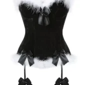 Bustier Velours Noir à Jarretelles Noël Gothique