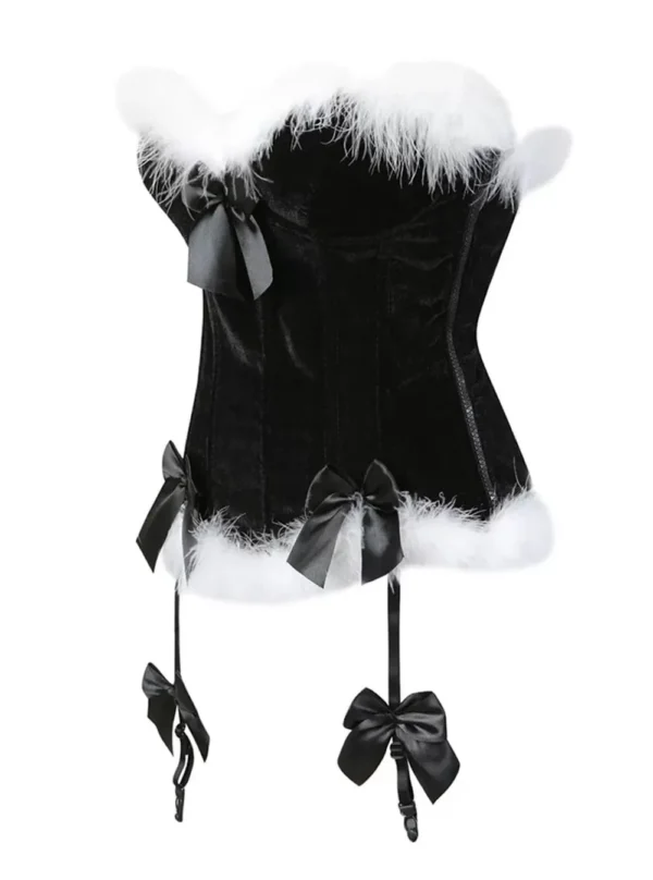 Bustier Velours Noir à Jarretelles Noël Gothique (profil)