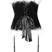 Bustier Velours Noir à Jarretelles Noël Gothique (vue de dos)