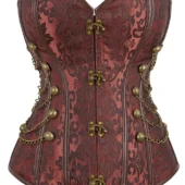 Corset Gothique Militaire Marron avec Baleines en Acier (1) Corset Militaire Marron