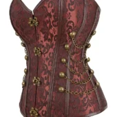 Corset Gothique Militaire Marron avec Baleines en Acier (2) Corset Militaire Marron