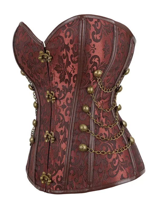 Corset Gothique Militaire Marron avec Baleines en Acier (2) Corset Militaire Marron