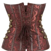 Corset Gothique Militaire Marron avec Baleines en Acier (3) Corset Militaire Marron