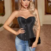 Corset Noir Simple Satiné Euphrosia