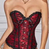 Corset Noir et Rouge Fleuri Donatella