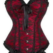 Corset Noir et Rouge Fleuri Donatella