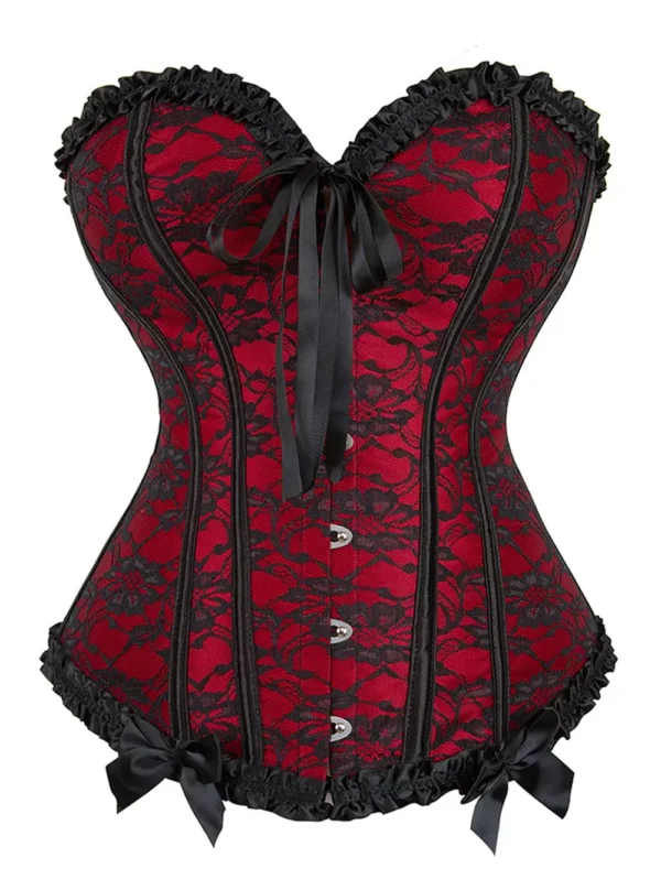 Corset Noir et Rouge Fleuri Donatella