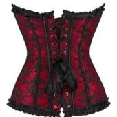 Corset Noir et Rouge Fleuri Donatella