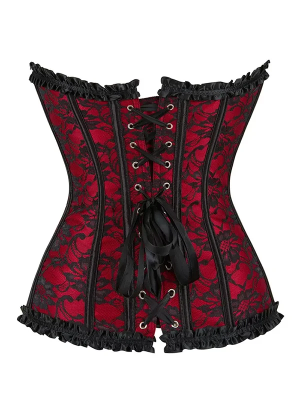 Corset Noir et Rouge Fleuri Donatella