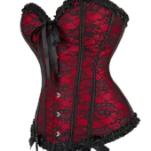 Corset Noir et Rouge Fleuri Donatella