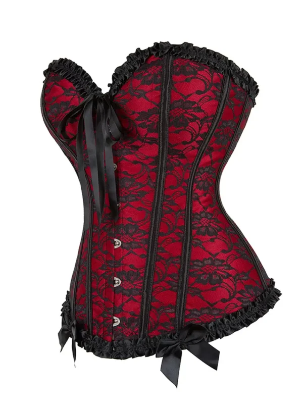 Corset Noir et Rouge Fleuri Donatella