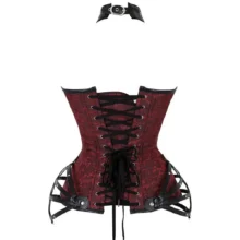 Corset Rouge avec Lanières Cuir Noir Red Vamp (10) Corset Rouge et Cuir Red Vamp