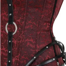 Corset Rouge avec Lanières Cuir Noir Red Vamp (11) Corset Rouge et Cuir Red Vamp