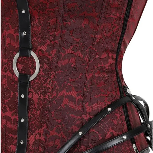 Corset Rouge avec Lanières Cuir Noir Red Vamp (11) Corset Rouge et Cuir Red Vamp