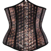 Corset Serre-taille en Cuir à Motifs Têtes de Mort Hell (1) Corset Cuir Underbust Hell