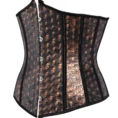 Corset Serre-taille en Cuir à Motifs Têtes de Mort Hell (2) Corset Cuir Underbust Hell
