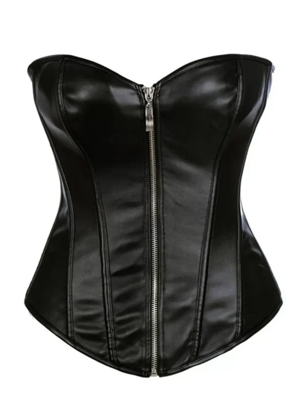 Corset Zip Cuir Noir