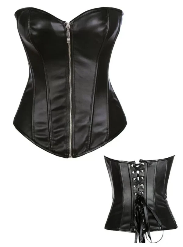 Corset Zip Cuir Noir