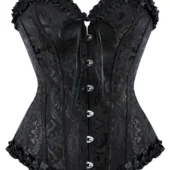 Corset Victorien en Brocart Noir