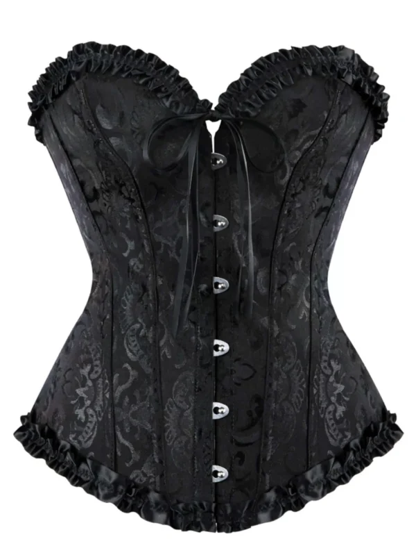 Corset Victorien en Brocart Noir