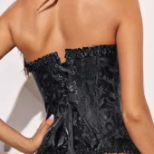 Corset Victorien en Brocart Noir