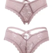 Culotte en dentelle à lanières croisées Fortuna (recto et verso,violet)