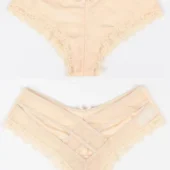 Culotte sexy à lanières Izïa (beige, avant et arrière)