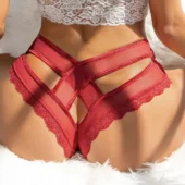 Culotte sexy à lanières Izïa (rouge, dos)