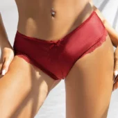 Culotte sexy à lanières Izïa (rouge, face)