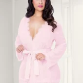 Déshabillé rose grande taille Tina (1)