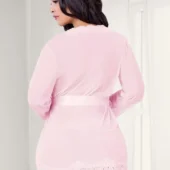 Déshabillé rose grande taille Tina (2)