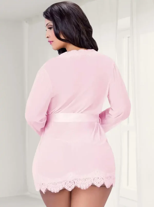 Déshabillé rose grande taille Tina (2)