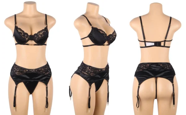 Ensemble soutien gorge et porte-jarretelles bleu grande taille Hazel (3) Ensemble soutien gorge et porte-jarretelles bleu grande taille Hazel (3)