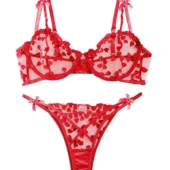 Ensemble transparent sexy Lauren (rouge)